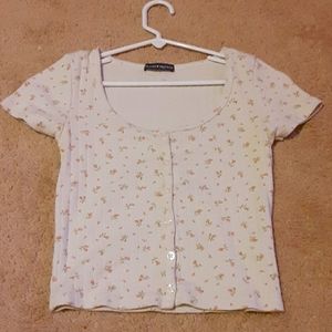 Floral white brandy melville top